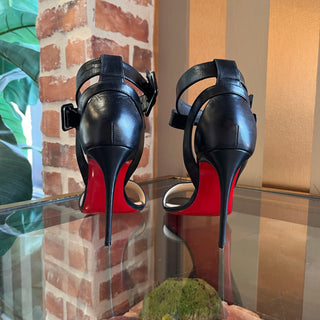 LOUBOUTIN Kid Multipoint 100 Black Leather Sandals SZ 36 (US 6)