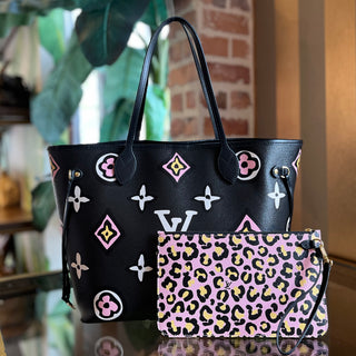LOUIS VUITTON Neverfull MM Wild At Heart Black Canvas Tote
