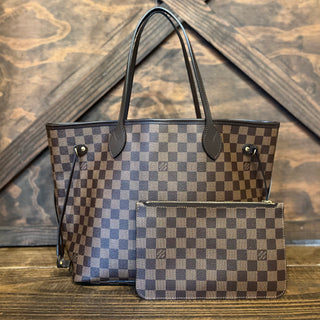 LOUIS VUITTON Neverfull MM Damier Ebene Brown Canvas Tote