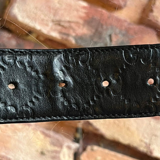 GUCCI GG Debossed Guccissima Black Leather Belt SZ 95/38