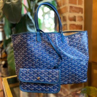 GOYARD Saint Louis PM Sky Blue Goyardine Canvas & Chevroches Calfskin Tote Bag DIA285