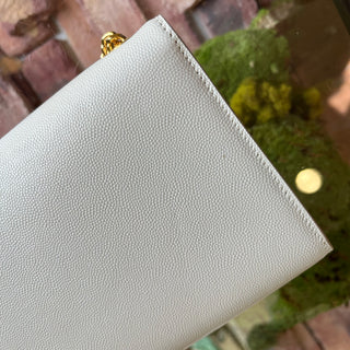 SAINT LAURENT Kate Small Chain Blanc Vintage Grain De Poudre Embossed Crossbody