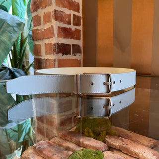 LOUIS VUITTON White/Grey Leather Damier Checkered Reversible Belt SZ 100/40