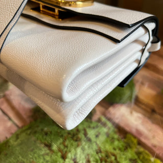 VALENTINO GARAVANI Buffalo VRing Small White Grained Calfskin Crossbody