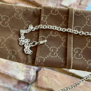 GUCCI 925 Sterling Silver Interlocking GG Pendant Necklace