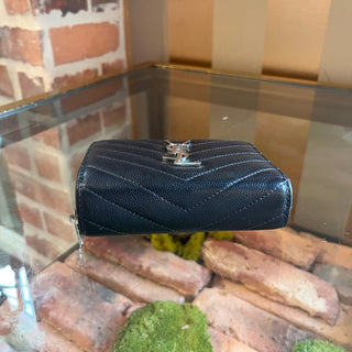 SAINT LAURENT Cassandre Matelassé Black Leather Snap Wallet