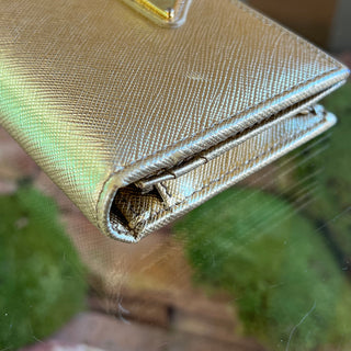 PRADA Gold Saffiano Leather Small Wallet