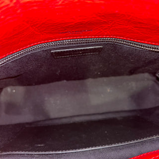 SAINT LAURENT Niki Medium Red Crackled Calfskin Shoulder Bag