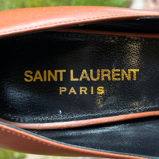 SAINT LAURENT Brown Leather Opyum Heels SZ 35 (US 5)