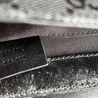 GUCCI Horsebit East-West Pochette Black GG Monogram Canvas Shoulder Bag