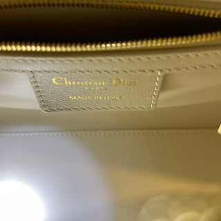 DIOR Groove 20 Dusty Ivory Calfskin Macrocannage Satchel Bag