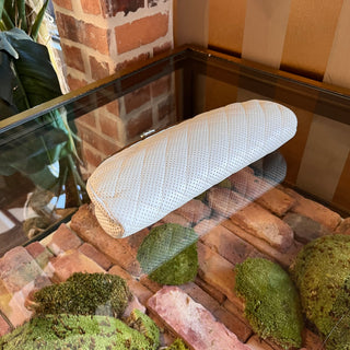 CHANEL Timeless White Perforated Leather Clutch Bag