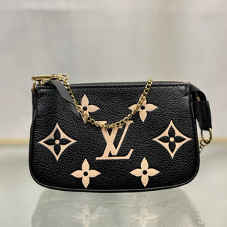 LOUIS VUITTON Pochette Accessories Black Empriente Leather Giant Monogram Handbag