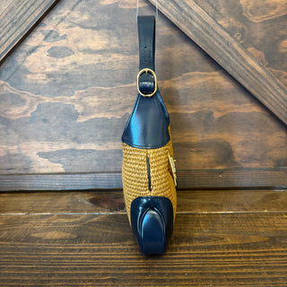 GUCCI Navy Blue Raffia Jackie Shoulder Bag