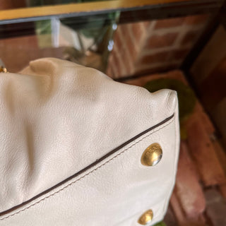 PRADA Bauletto Cream Glace Calfskin Leather Satchel