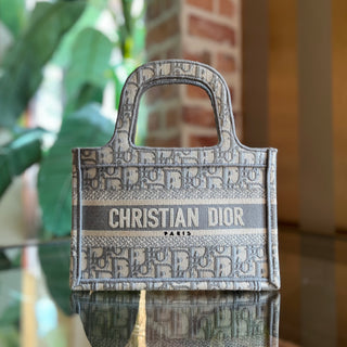 CHRISTIAN DIOR Book Mini Grey Oblique Tote