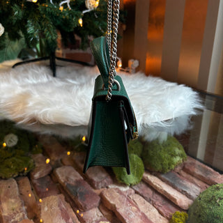 GUCCI Dollar Calfskin Crystal Mini Dionysus Top Handle Bag Emerald