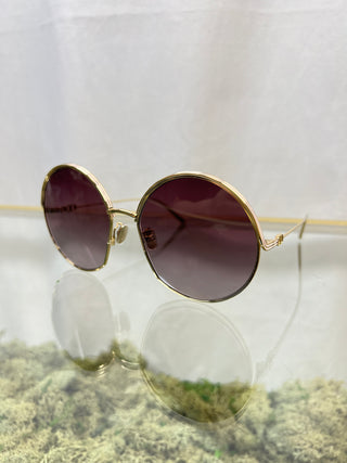 DIOR EverDior R1U Round Gold Metal Sunglasses TS3755