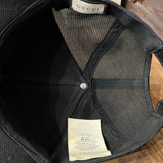 GUCCI Black GG Web Embossed Leather Hat SZL