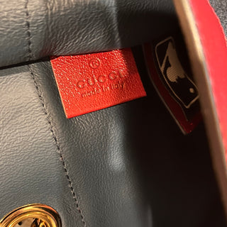 GUCCI Rajah Large Yankee Navy Blue Suede Sports Tote Bag