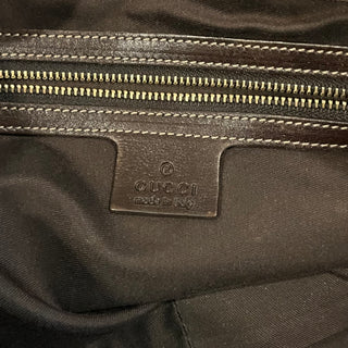 GUCCI Positano Small Beige Brown GG Canvas Leather Tote Bag