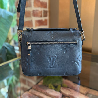 LOUIS VUITTON Metallic Pochette Metis Monogram Empreinte Embossed Leather Crossbody