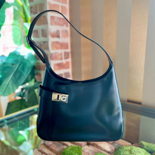 SALVATORE FERRAGAMO Black Leather Shoulder Bag