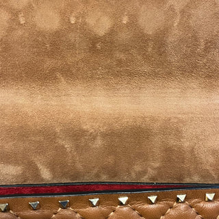 VALENTINO Brown Embroidered Leather Rockstud Crossbody