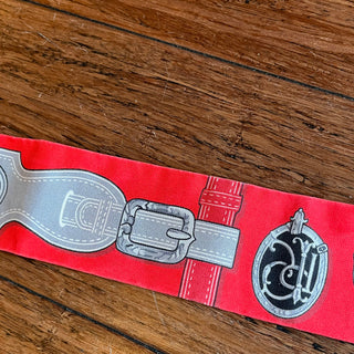 HERMES Rouge Noir Gris Harnais des Présidents Silk Twilly