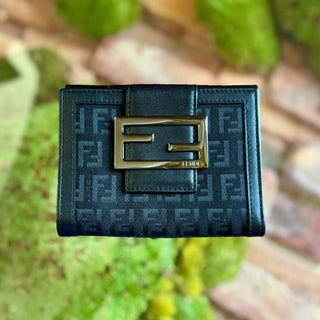 FENDI Black Zucchino Vintage Wallet