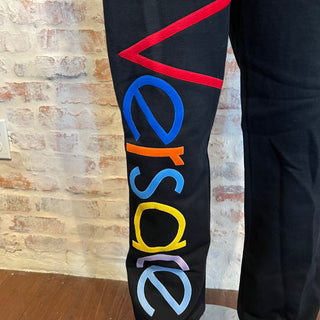 VERSACE Black Multicolor Embroidered Logo Cotton Jogger Sweat Pants SZXL