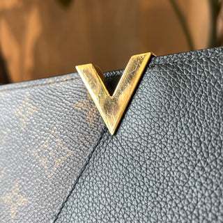 LOUIS VUITTON Monogram Canvas Black Leather Kimono Wallet