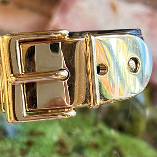 GUCCI Vintage Brown Leather Croc Embossed Buckle Bracelet