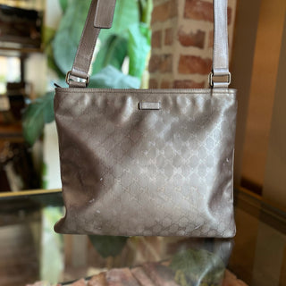 GUCCI GG Imprimé Pewter Crystal Messenger Crossbody Bag