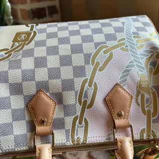 LOUIS VUITTON Speedy Bandoulière 25 Damier Azur Nautical Canvas Satchel