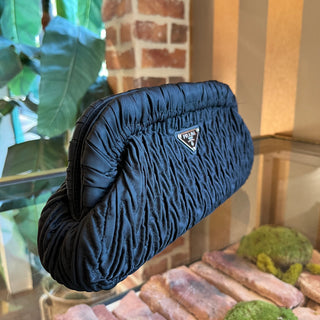 PRADA Pleated Black Framed Clutch