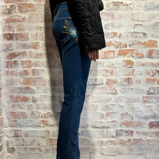 GUCCI Blue Floral Embroidered Mid-Rise Skinny Jeans SZ29