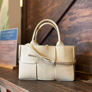BOTTEGA VENETA Mini Arco Beige Grained Calfskin Tote Bag