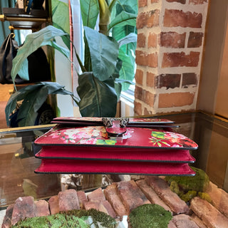 GUCCI Dionysus Medium Red Calfskin Blooms Print Shoulder Bag