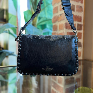 VALENTINO Black Star Crystal Rolling Rockstud Crossbody