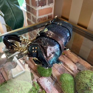 VERSACE Python Multicolor Medusa Frame Top Handle Bag