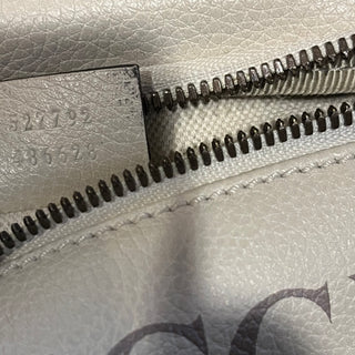 GUCCI Small Printed White Pebbled Leather Belt Bag