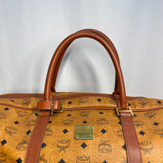 MCM Cognac Visetos Monogram Canvas Duffle Bag