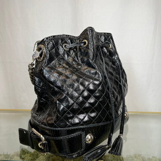 DOLCE & GABBANA Quilted Black Patent Leather Bucket Bag