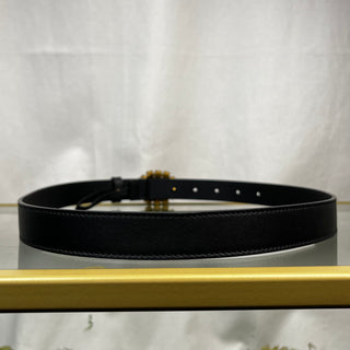 GUCCI Black Leather Crystal Double G Marmont Belt SZ80/32(4US)