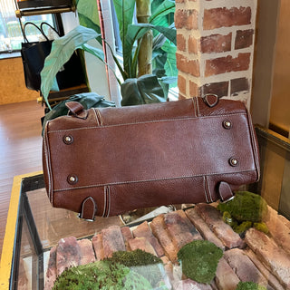BURBERRY Brown Grained Leather Satchel Bag