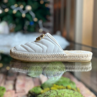 GUCCI 38.5(8.5US) Great White Nappa Leather Slip On Espadrilles