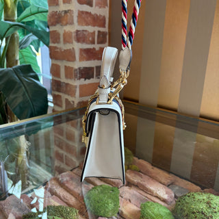 GUCCI White Leather Mini Sylvie Top Handle Bag