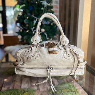 CHLOE Paddington Medium Argent Leather Satchel