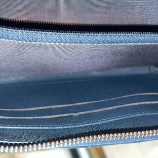 CHANEL Zip Around Blue Quilted Caviar Long Wallet